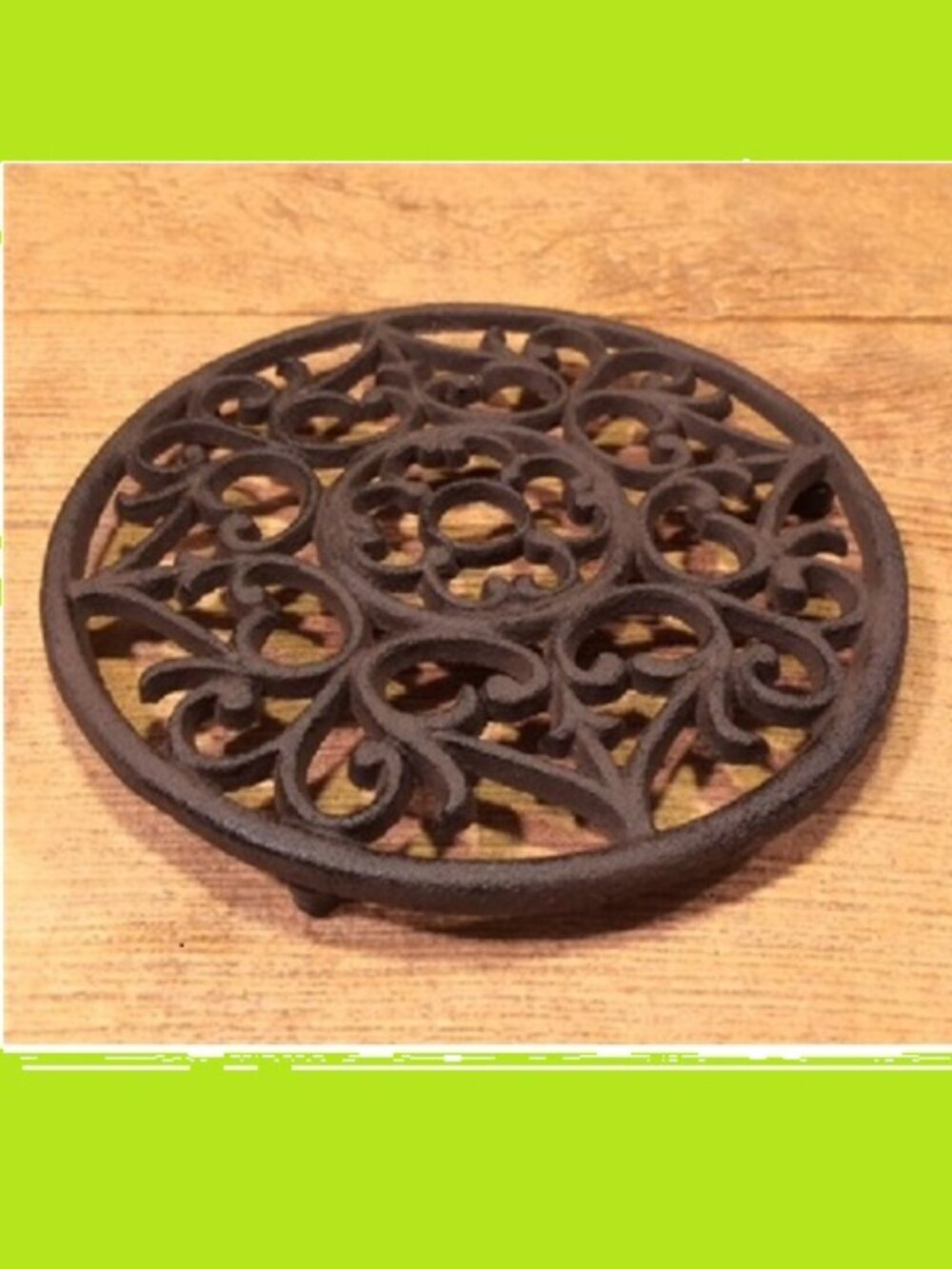 Decorative Round Cast Iron Trivet Ornate 7 3/8" Round Home Decor 0164